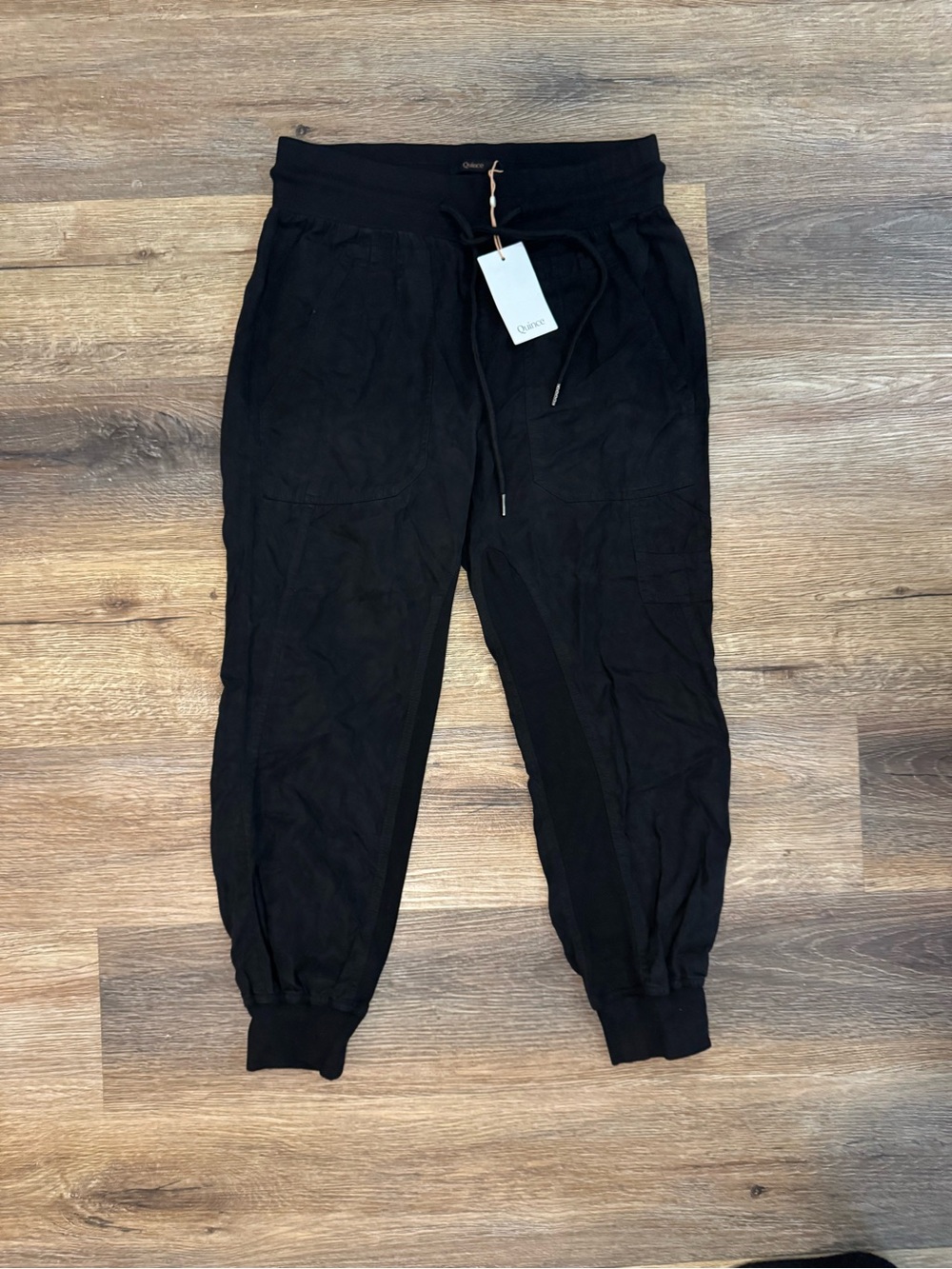 NWT Quince Black Drawstring Waist Joggers Size M